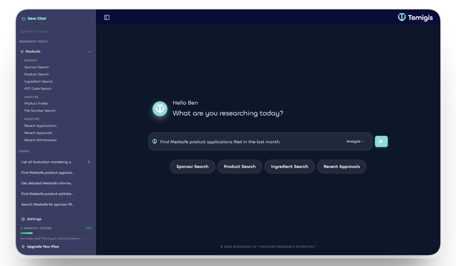 Temigis platform interface